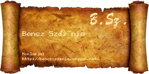 Bencz Szénia névjegykártya